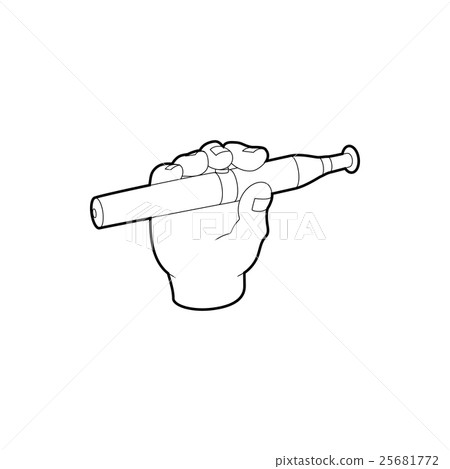 Hand holding e-cigarette icon, outline style 25681772
