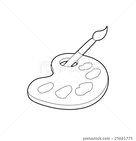 Watercolor and brush icon, outline style Watercolor and brush icon, outline style 25681775