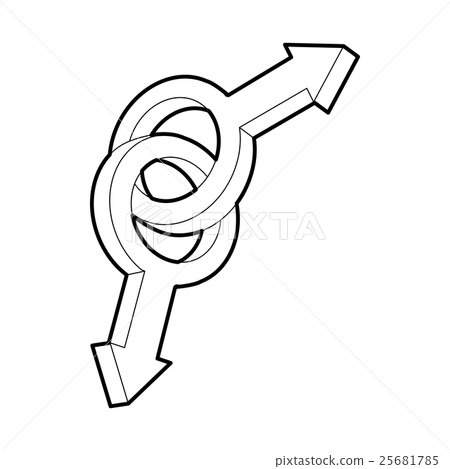 Two male gay symbols icon, outline style 25681785
