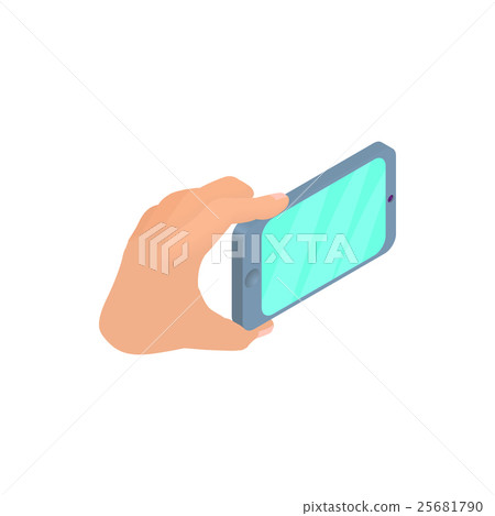 Hand holding smartphone icon, cartoon style Hand holding smartphone icon, cartoon style 25681790