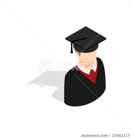 Graduate man in cap and gown icon Graduate man in cap and gown icon 25682217