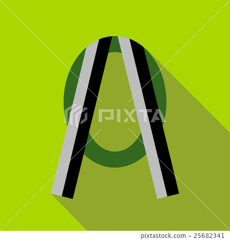 Funeral frame with ribbon icon, flat style 25682341