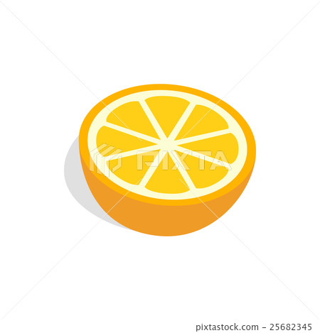 Half of orange icon , isometric 3d style 25682345