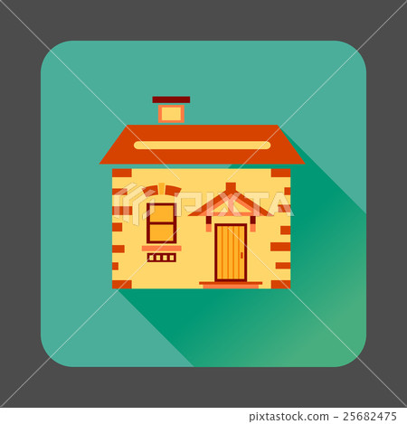 Small wooden house icon, flat style Small wooden house icon, flat style 25682475