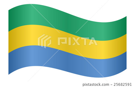 Flag of Gabon waving on white background - Stock Illustration [25682591 ...