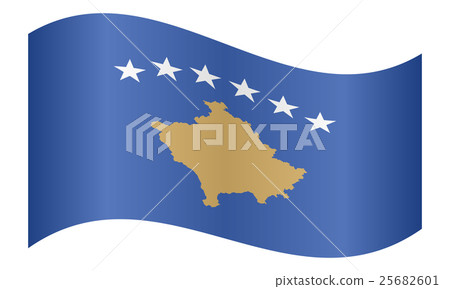 Flag of Kosovo waving on white background 25682601