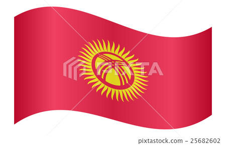 Flag of Kyrgyzstan waving on white background Flag of Kyrgyzstan waving on white background 25682602