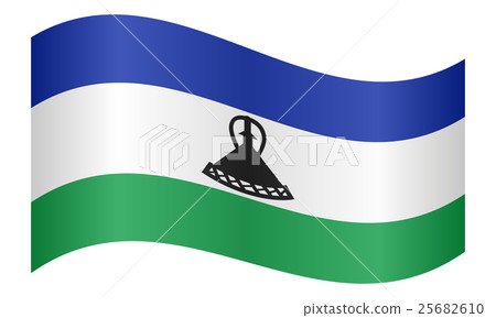 Flag of Lesotho waving on white background Flag of Lesotho waving on white background 25682610