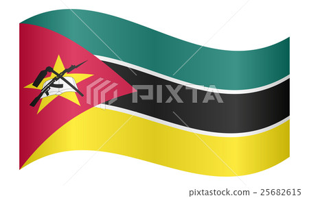 Flag of Mozambique waving on white background Flag of Mozambique waving on white background 25682615