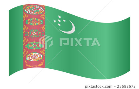 Flag of Turkmenistan waving on white background 25682672