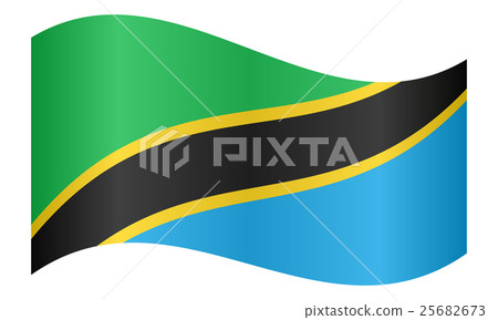 Flag of Tanzania waving on white background - Stock Illustration ...