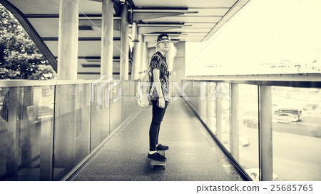 Woman Playing Skateboard Extreme Sport Concept 25685765