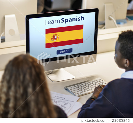 Learn Spanish Language Online Education Concept 25685845