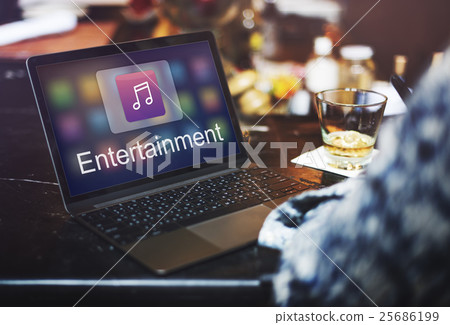 Digital Music Streaming Multimedia Entertainment Online Concept 25686199