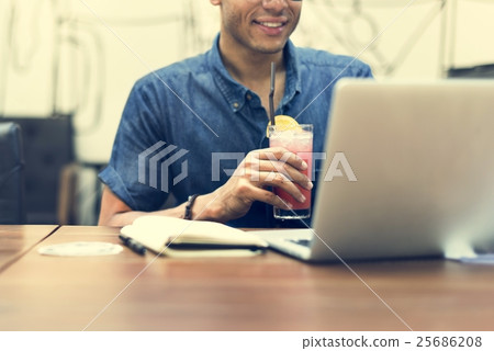 Man Working Coffee Shop Cafe Concept 25686208