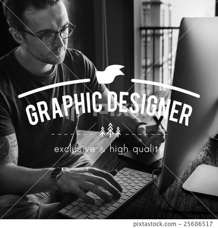 Graphic Designer Working Online Job Concept 25686517