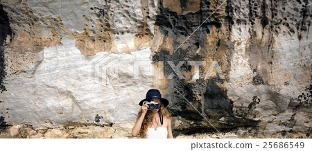 Girl Camera Photographer Focus Shooting Nature Concept 25686549