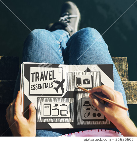 Travel Items Accessories Preparation List Concept Travel Items Accessories Preparation List Concept 25686605