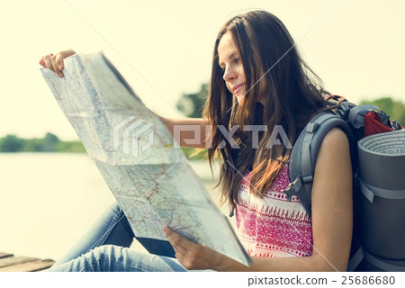 Map Destination Direction Route Travel Trip Trek Concept 25686680