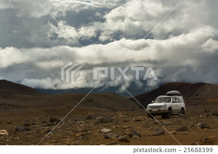 Climbing to active volcano Mutnovsky on Kamchatka. 25688399