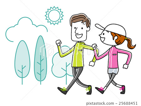 Sports: Young couple walking Sports: Young couple walking 25688451