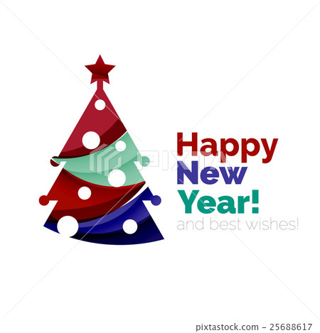 Christmas tree, New Year banner elements 25688617