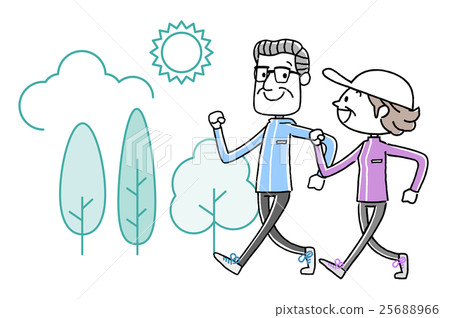 Sports: Senior couple walking Sports: Senior couple walking 25688966