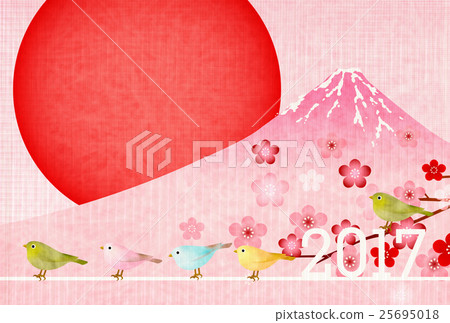雄雞富士新年的卡片背景 25695018