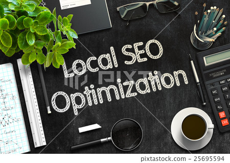 Black Chalkboard with Local SEO Optimization. 3D Black Chalkboard with Local SEO Optimization. 3D 25695594