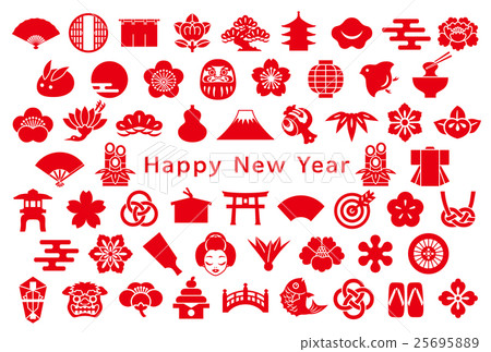 新年卡日本圖標明信片尺寸 25695889