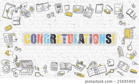 Congratulations Concept with Doodle Design Icons. Congratulations Concept with Doodle Design Icons. 25695905