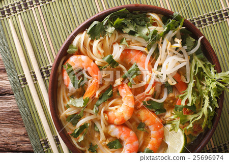 Malaysian laksa soup with prawns Malaysian laksa soup with prawns 25696974