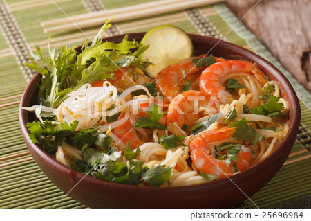 Malaysian laksa soup with shrimps, noodles 25696984