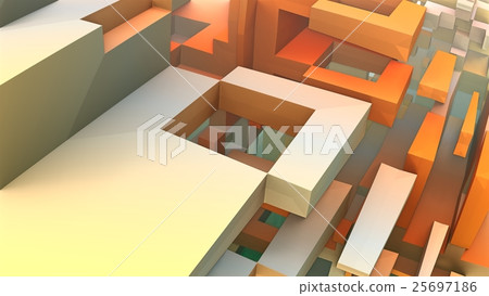 3D geometric shapes floating in space - Stock Illustration [25697186 ...