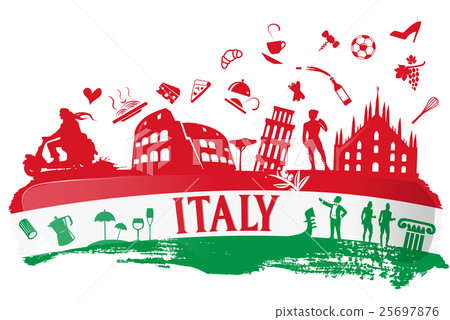 italian background with silhouette symbol set 25697876