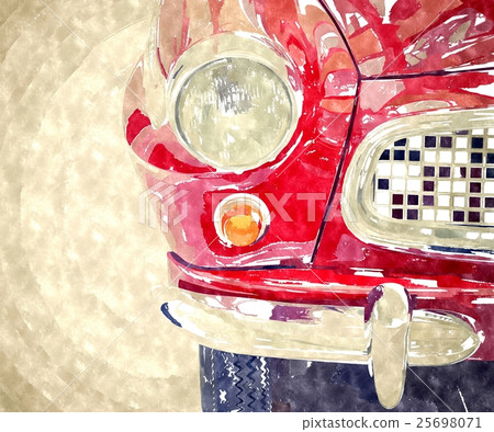 Vintage car digital watercolor painting 25698071