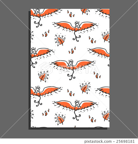 Greeting card with phoenix and feathers Greeting card with phoenix and feathers 25698181