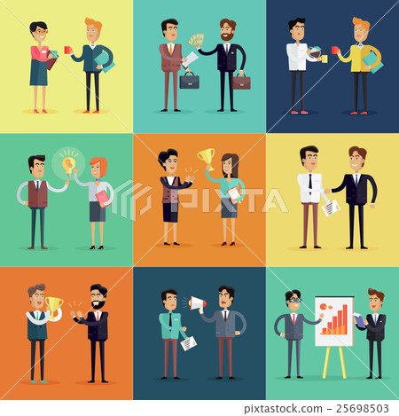 Set of Business Concepts Vector in Flat Design. - Stock Illustration ...