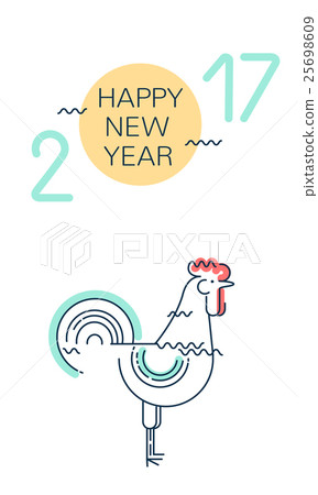 Happy New Year greeting card with rooster. 25698609