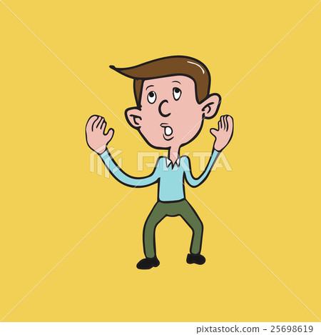 Man rising both hands cartoon drawing 25698619