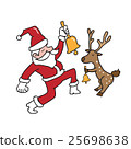 Santa and reindeer ringing bells cartoon 25698638