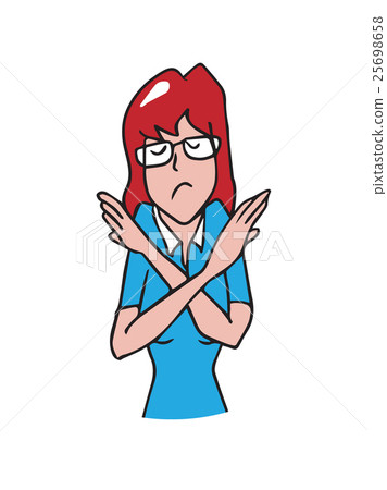 woman gestures cross hands say no cartoon drawing Stock Illustration