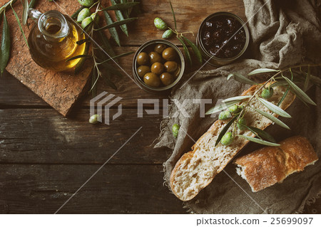 Olives with bread and oil Olives with bread and oil 25699097