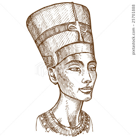 Bust of Nefertiti hand drawn 25701888