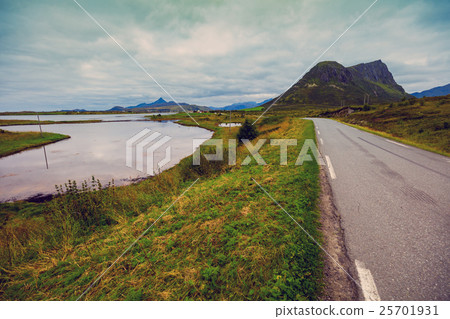 Road along fjorde. Nature of Norway 25701931