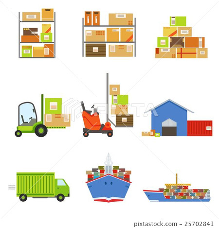 Logistics And Delivery Related Set Of Objects Logistics And Delivery Related Set Of Objects 25702841