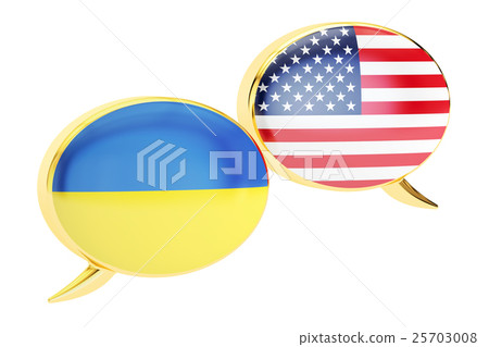 Speech bubbles, Ukraine-USA conversation 25703008
