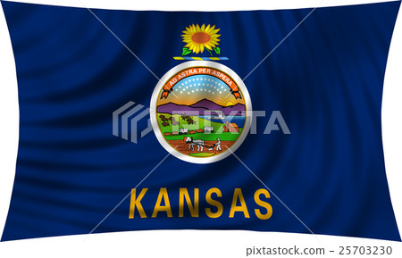 Flag of Kansas waving isolated on white 25703230