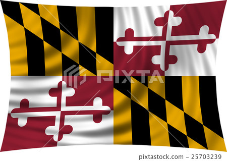 Flag of Maryland waving isolated on white - Stock Illustration ...