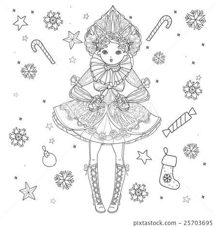 Vector cute fairy girl in flowers doodle Vector cute fairy girl in flowers doodle 25703695